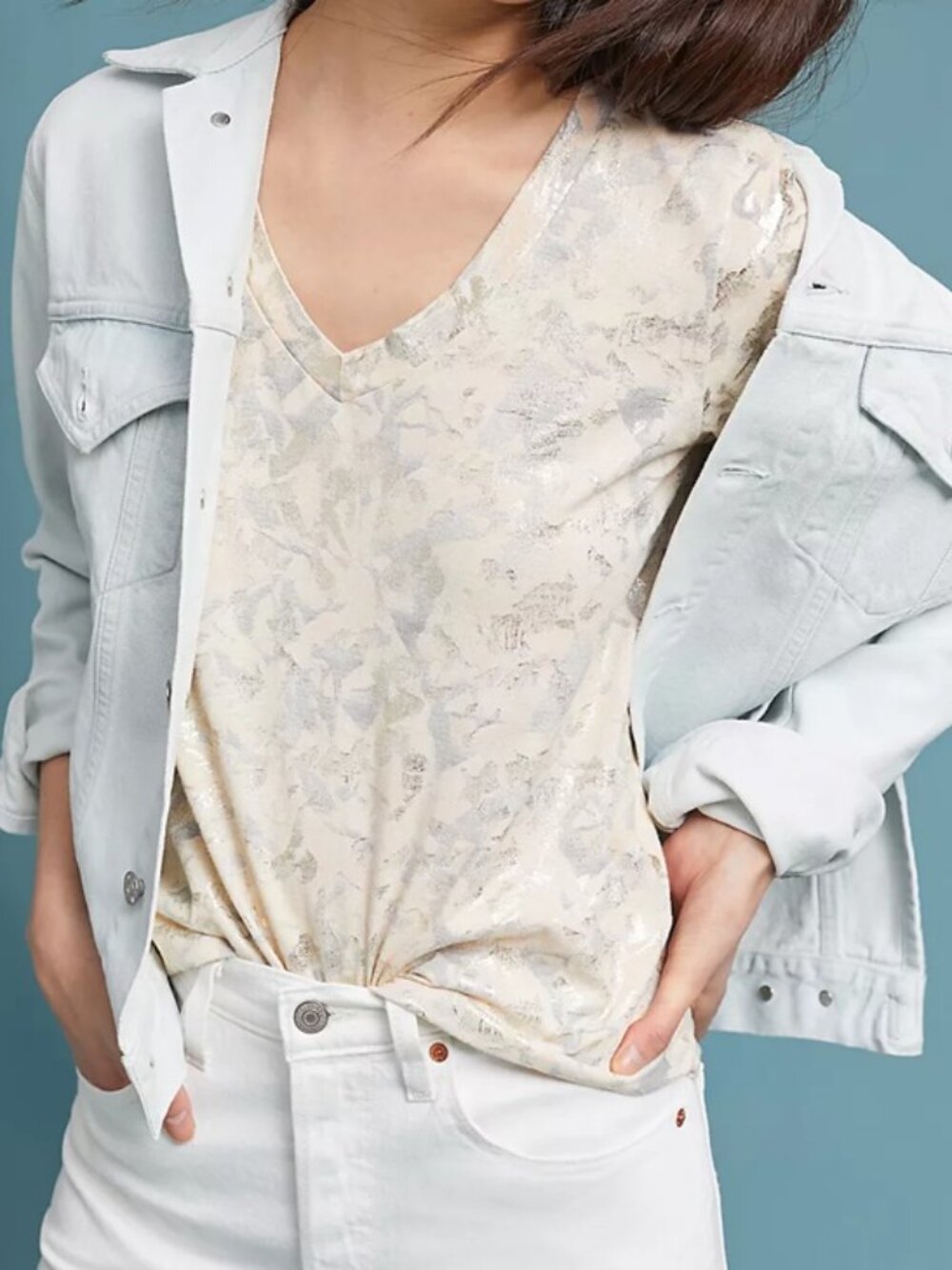 NWT Anthropologie Foiled Floral Tee Size M - Picture 3 of 4